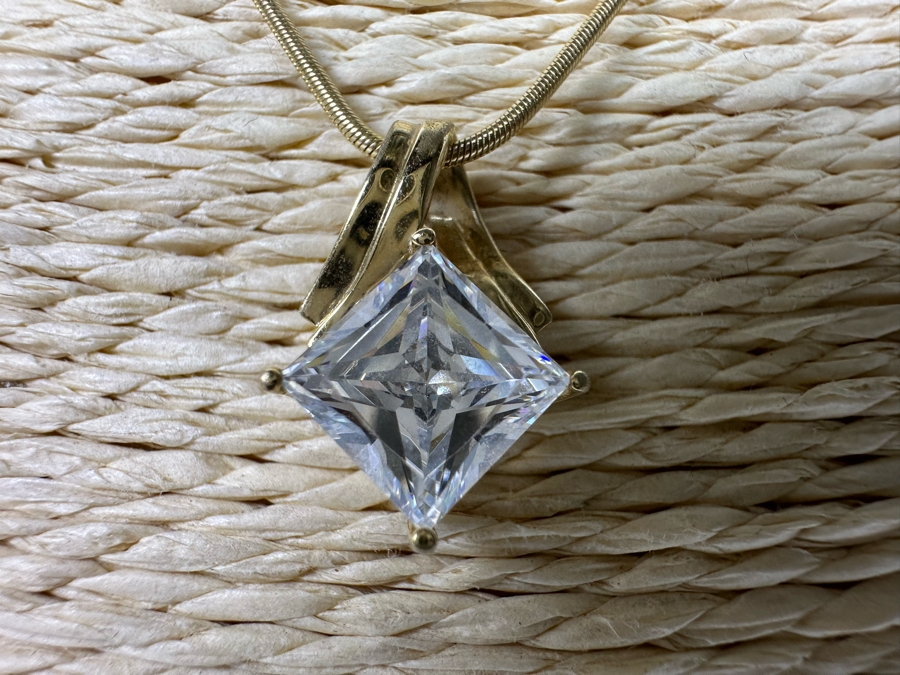 14K Gold CZ Pendant With 14K Gold 16' Necklace 5.5g Fair Market Value $275 Retail $825 [Photo 5]