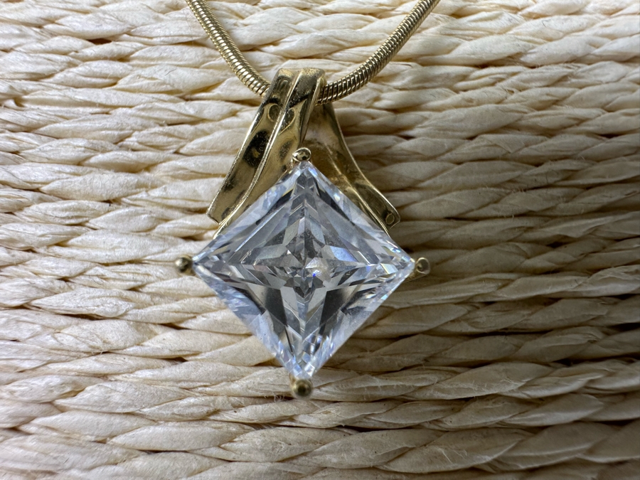 14K Gold CZ Pendant With 14K Gold 16' Necklace 5.5g Fair Market Value $275 Retail $825 [Photo 6]