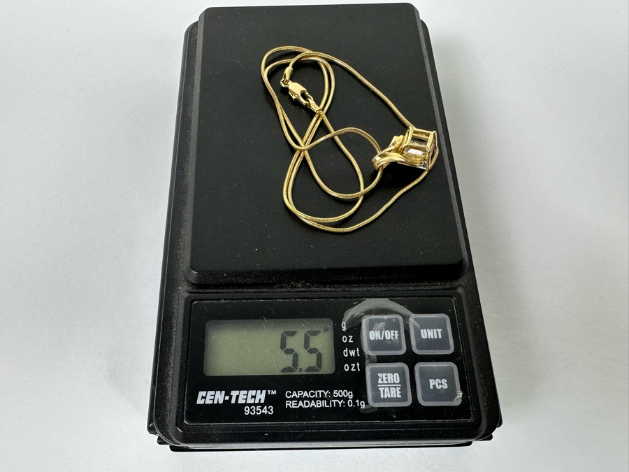 14K Gold CZ Pendant With 14K Gold 16' Necklace 5.5g Fair Market Value $275 Retail $825 [Photo 15]