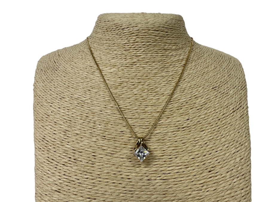 14K Gold CZ Pendant With 14K Gold 16' Necklace 5.5g Fair Market Value $275 Retail $825 [Photo 2]