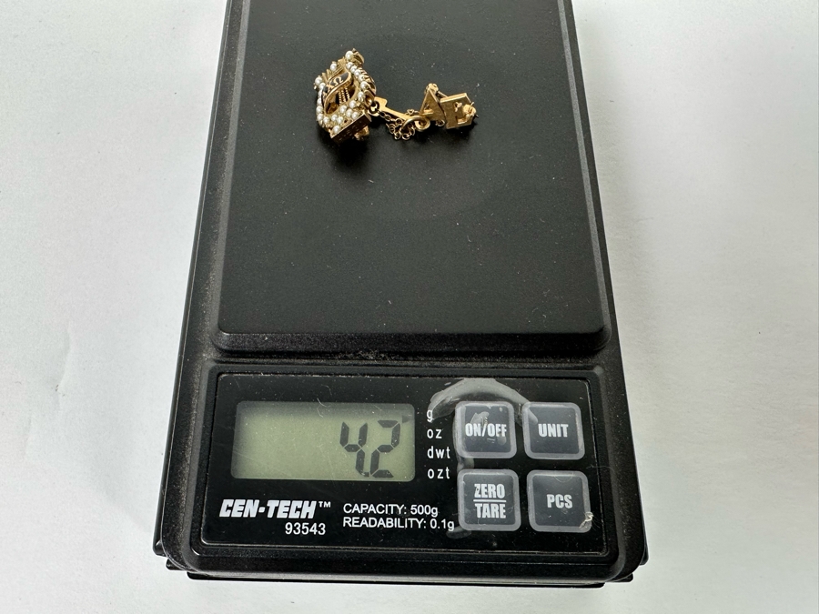 10K Gold Alpha Chi Omega Sorority Pin With Seed Pearls 4.2g [Photo 8]