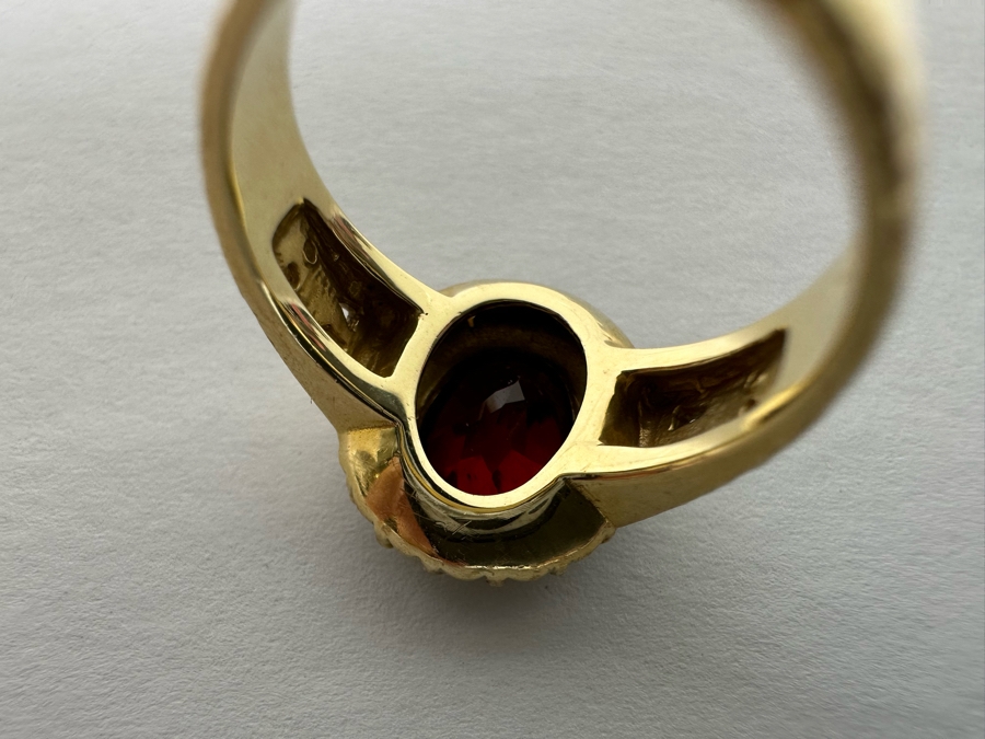 14K Gold Garnet & Seed Pearl Ring Victorian Style 5.4g Fair Market Value $350 Retail $1,050 [Photo 19]