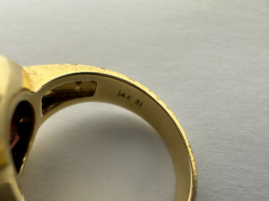 14K Gold Garnet & Seed Pearl Ring Victorian Style 5.4g Fair Market Value $350 Retail $1,050 [Photo 18]