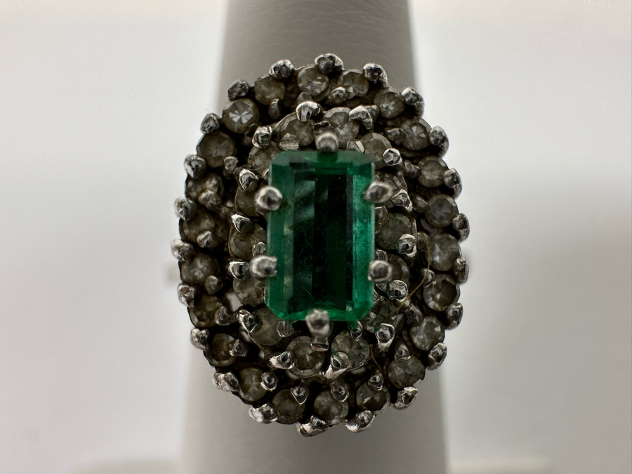 14K Gold Emerald & Diamond Ring 1/4 ct Emerald & 1/3 cttw Diamond S. I-J 3.6g Fair Market Value $350 Retail $1,050 [Photo 5]