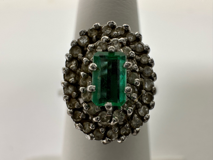 14K Gold Emerald & Diamond Ring 1/4 ct Emerald & 1/3 cttw Diamond S. I-J 3.6g Fair Market Value $350 Retail $1,050 [Photo 3]
