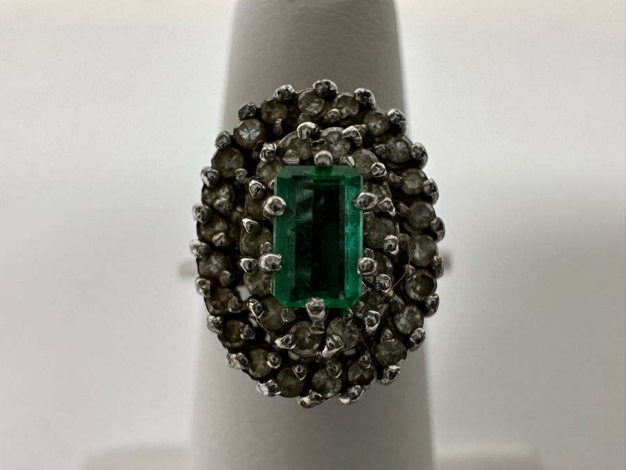 14K Gold Emerald & Diamond Ring 1/4 ct Emerald & 1/3 cttw Diamond S. I-J 3.6g Fair Market Value $350 Retail $1,050 [Photo 6]