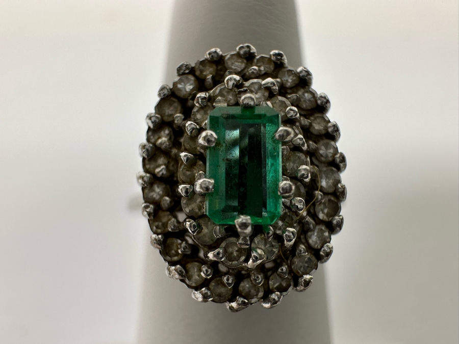 14K Gold Emerald & Diamond Ring 1/4 ct Emerald & 1/3 cttw Diamond S. I-J 3.6g Fair Market Value $350 Retail $1,050 [Photo 2]