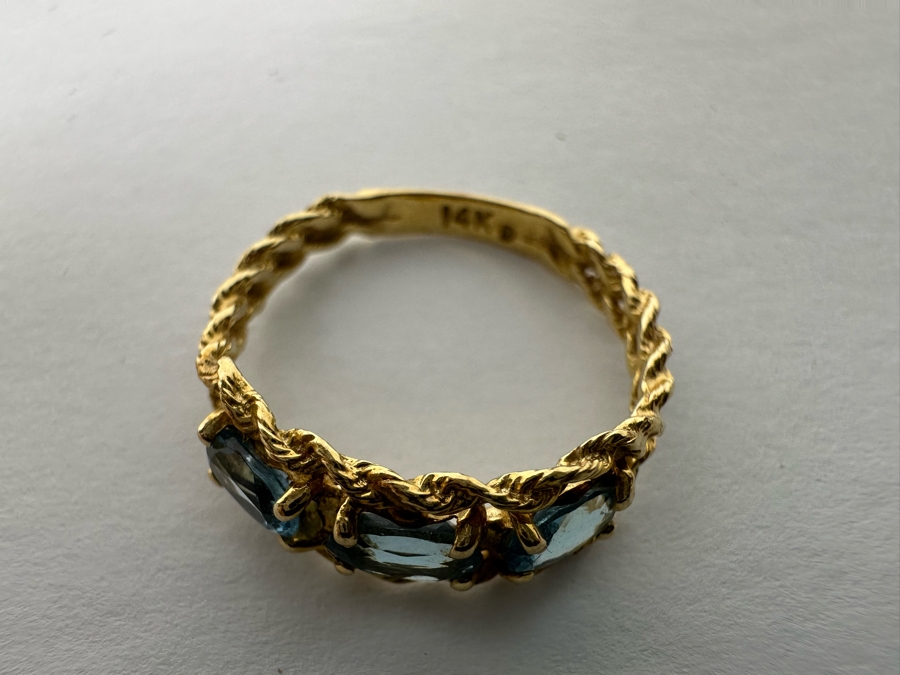 14K Gold Blue Topaz Ring Size 6 1.5g [Photo 11]