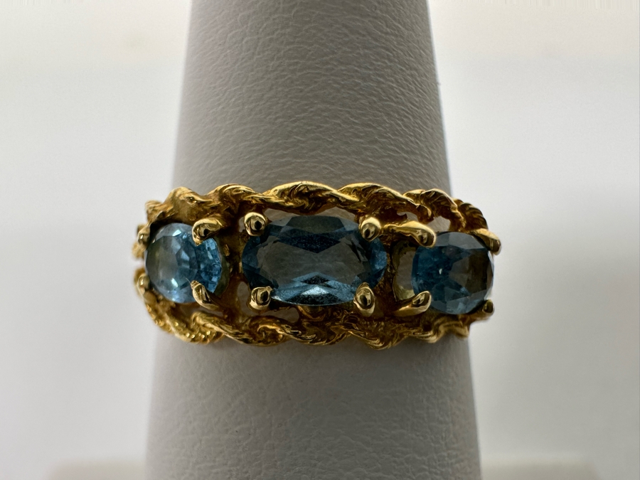14K Gold Blue Topaz Ring Size 6 1.5g [Photo 3]