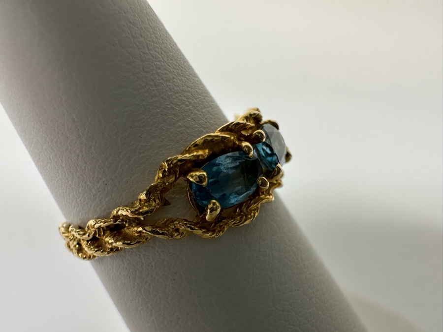 14K Gold Blue Topaz Ring Size 6 1.5g [Photo 7]