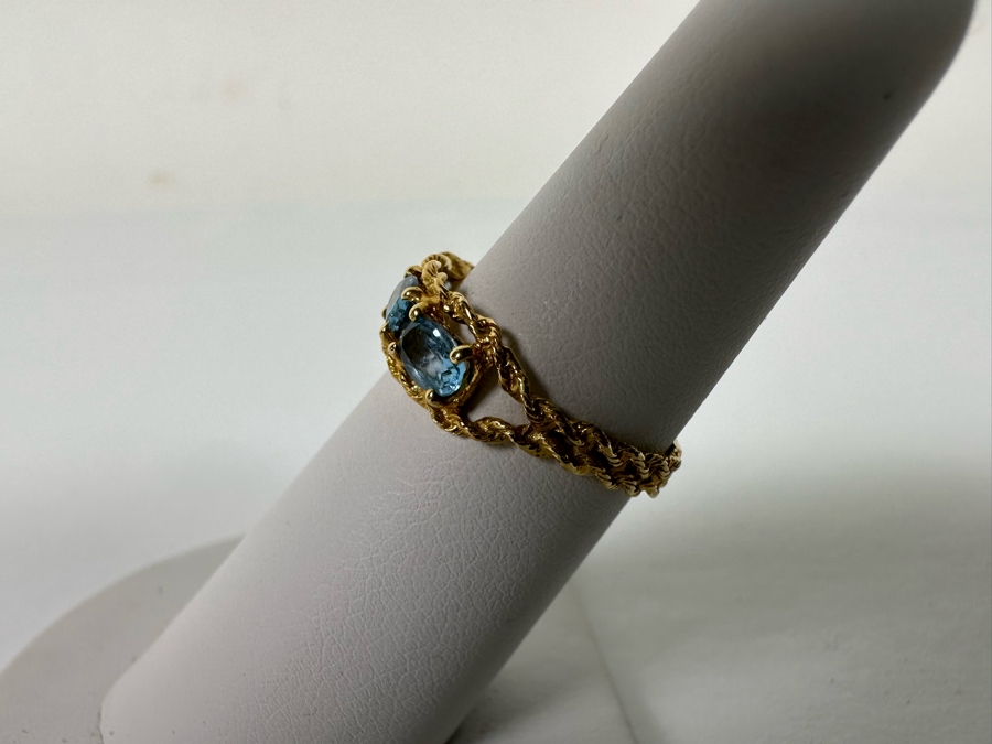 14K Gold Blue Topaz Ring Size 6 1.5g [Photo 8]