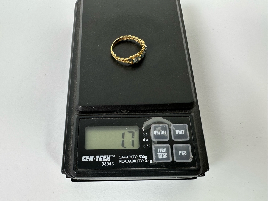 14K Gold Blue Topaz Ring Size 6 1.5g [Photo 14]