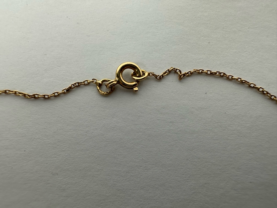 14K Gold Synthetic Red & White Spinel 16' Lavalier Necklace 3.6g [Photo 12]