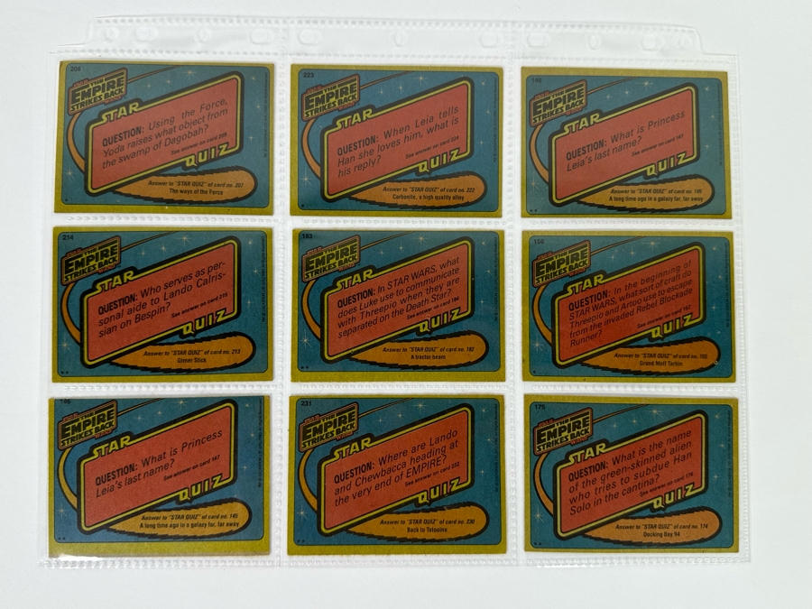 Vintage 1980 Star Wars The Empire Strikes Back Trading Cards, 369 Cards All In Plastic Sleeves [Photo 15]