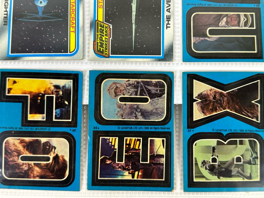 Vintage 1977 Star Wars Trading Cards And Vintage 1980 Star Wars The Empire Strikes Back Trading Cards, 50 Cards All In Plastic Sleeves [Photo 19]