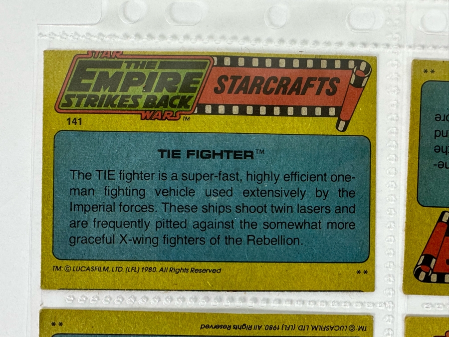 Vintage 1977 Star Wars Trading Cards And Vintage 1980 Star Wars The Empire Strikes Back Trading Cards, 50 Cards All In Plastic Sleeves [Photo 29]