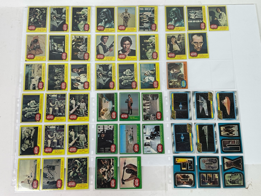Vintage 1977 Star Wars Trading Cards And Vintage 1980 Star Wars The Empire Strikes Back Trading Cards, 50 Cards All In Plastic Sleeves [Photo 2]