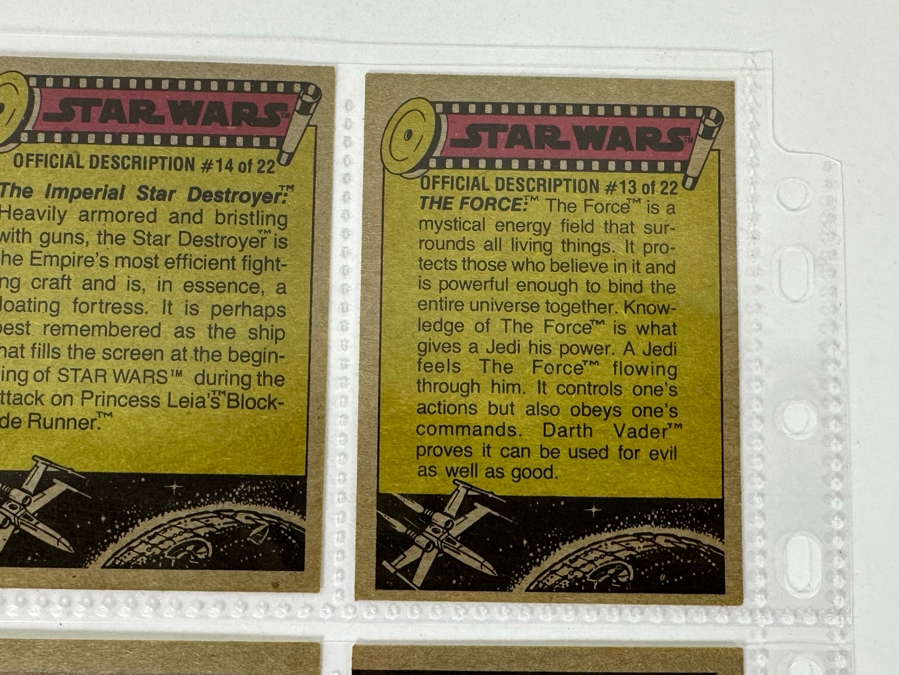 Vintage 1977 Star Wars Trading Cards And Vintage 1980 Star Wars The Empire Strikes Back Trading Cards, 50 Cards All In Plastic Sleeves [Photo 22]