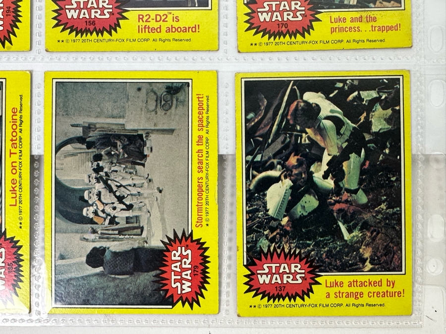 Vintage 1977 Star Wars Trading Cards And Vintage 1980 Star Wars The Empire Strikes Back Trading Cards, 50 Cards All In Plastic Sleeves [Photo 13]