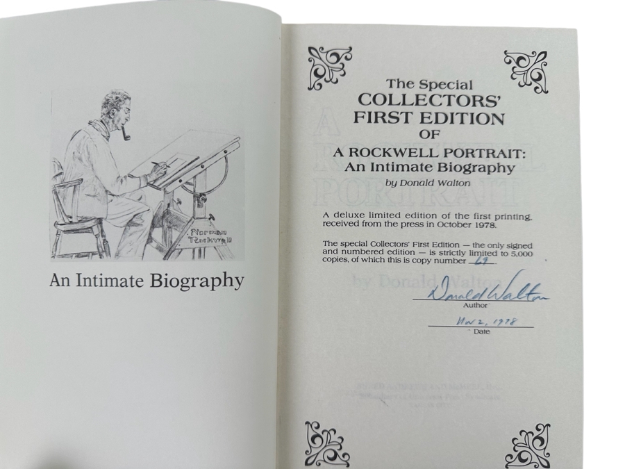 Signed Limited Edition First Printing Hardcover Book With Slipcover A Rockwell Portrait Signed And Numbered By Donald Walton 1978 [Photo 3]