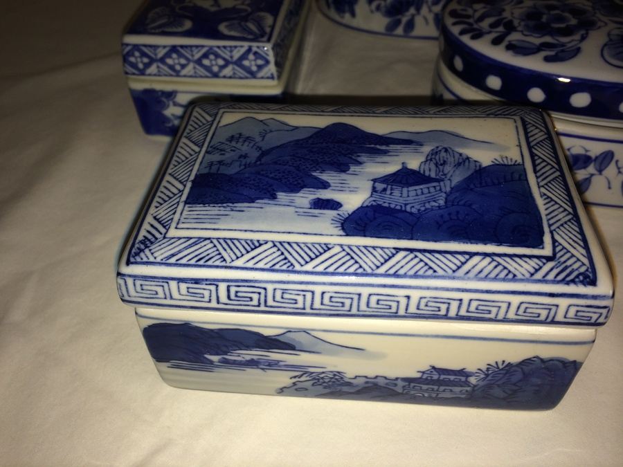 (5) Lot of Blue & White Boxes [Photo 2]