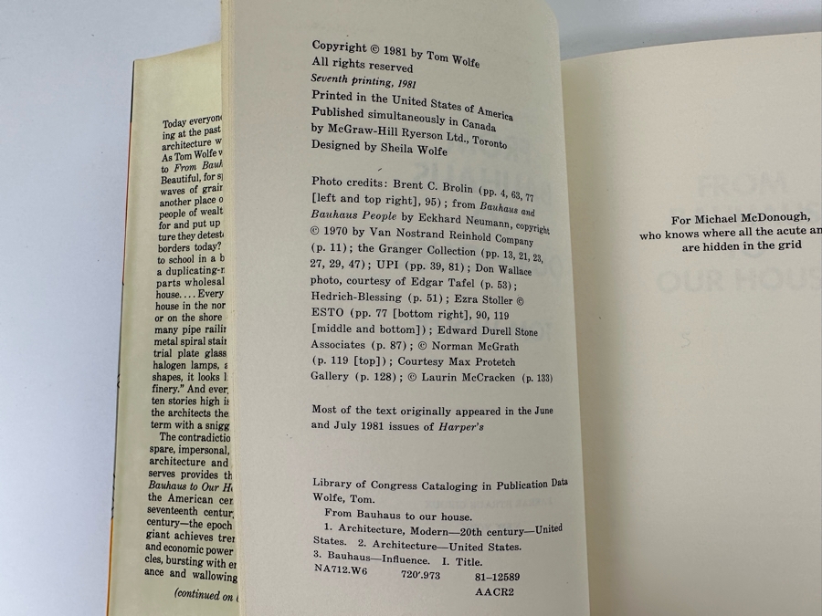 Signed Hardcover Book From Bauhaus To Our House Signed By Tom Wolfe 1981 [Photo 11]