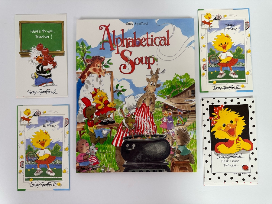 Signed Suzy Spafford Book Alphabetical Soup And Four Signed Suzy Spafford Greeting Cards [Photo 2]