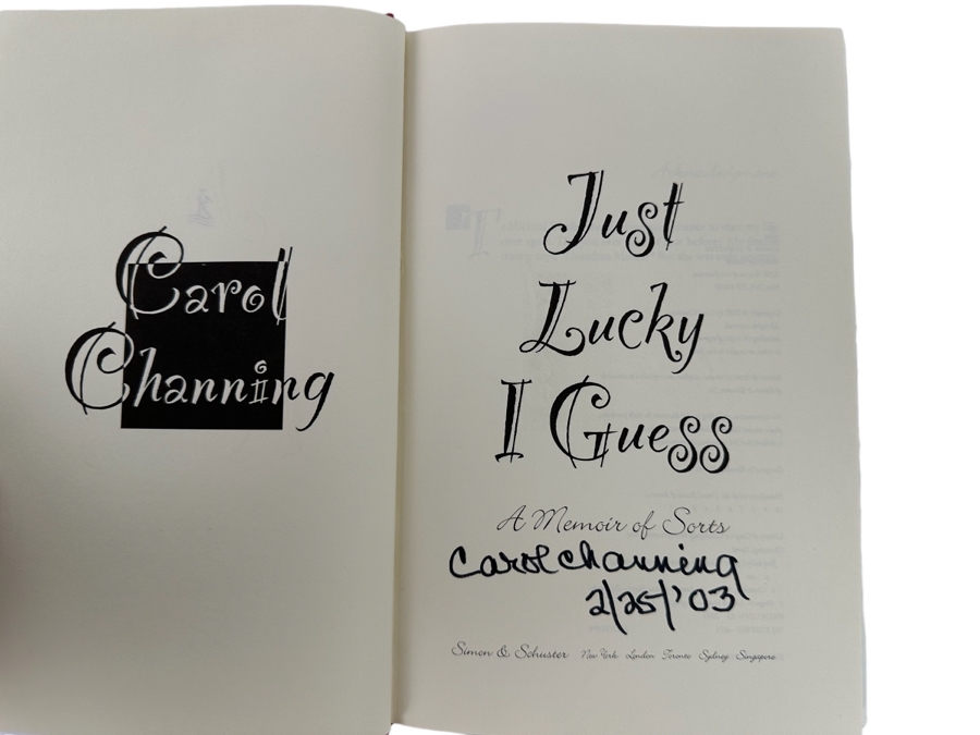 Signed First Edition Hardcover Book Just Lucky I Guess A Memoir Of Sorts Signed By Carol Channing 2002 [Photo 3]