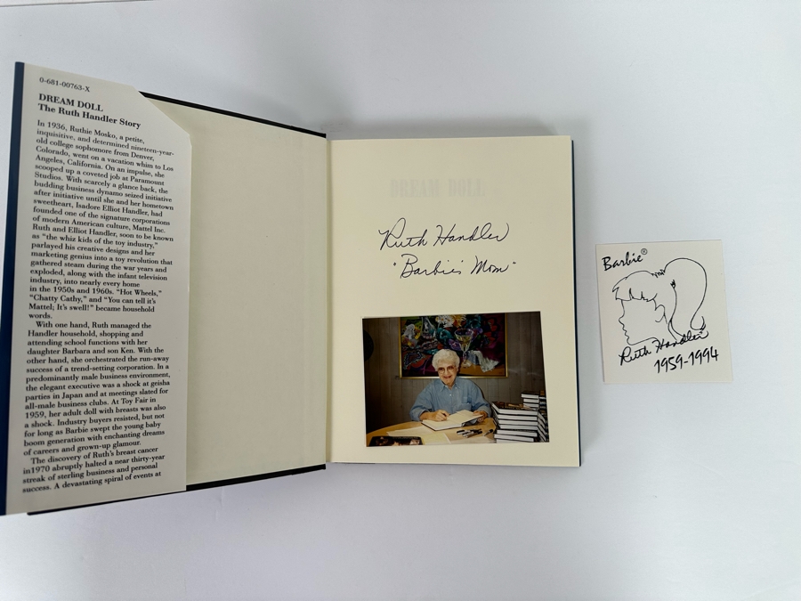 Signed Hardcover Book Dream Doll The Ruth Handler Story The Rollercoaster Life Story Of A Business Genius - Founder Of Mattel, Creator Of Barbie Signed By Ruth Handler With Photo Of Her Signing The Book Signed 'Barbie's Mom' [Photo 7]