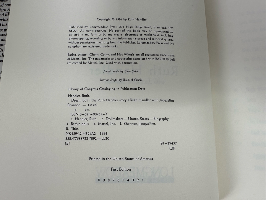 Pair Of First Edition Barbie Books: Forever Barbie: The Unauthorized Biography Of A Real Doll & Dream Doll The Ruth Handler Story [Photo 9]