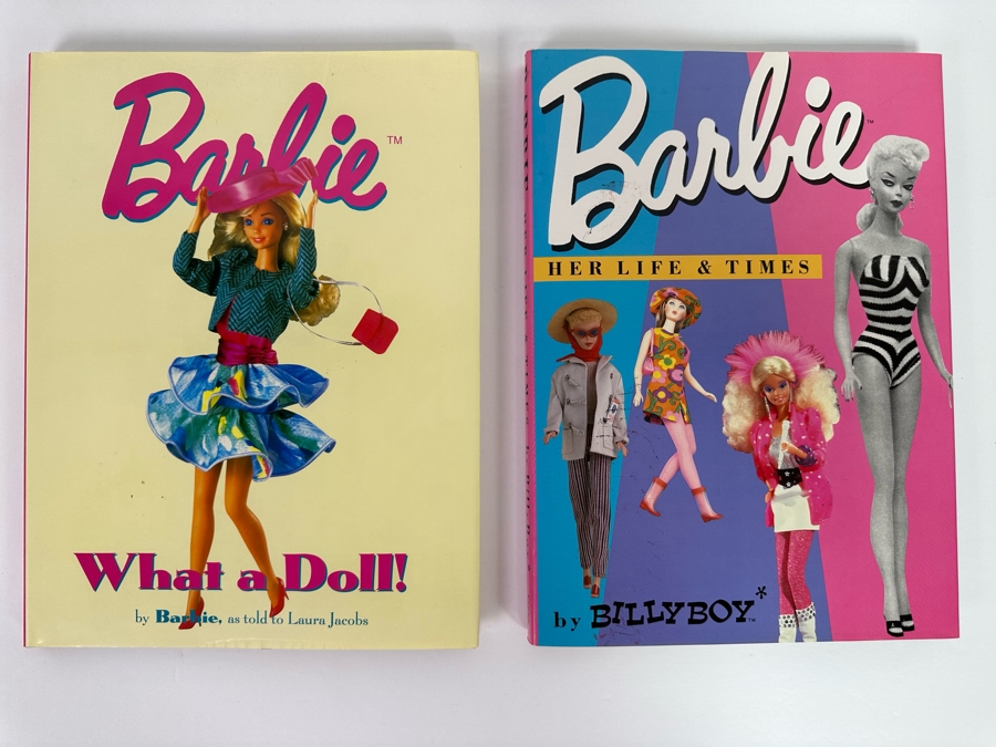 Pair Of First Edition Barbie Hardcover Books: Barbie What A Doll! By Laura Jacobs & Barbie Here Life & Times By Billyboy [Photo 2]
