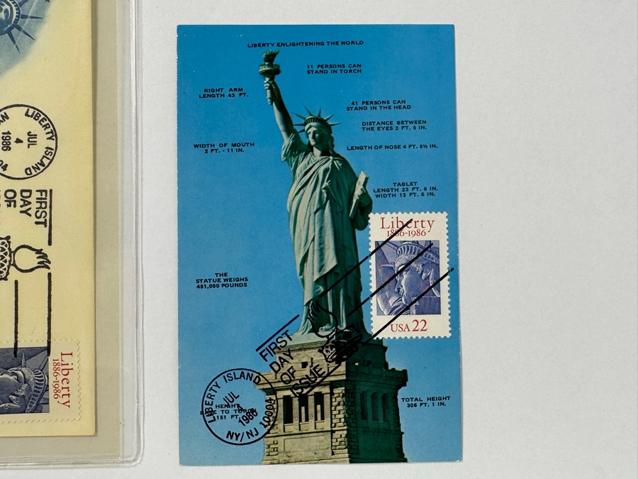 Statue Of Liberty First Day Covers Stamps And Eight Vintage Statue Of Liberty Rolled Pennies [Photo 8]