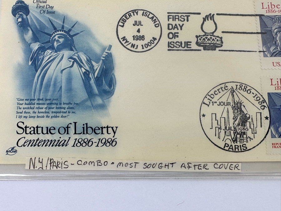 Statue Of Liberty First Day Covers Stamps And Eight Vintage Statue Of Liberty Rolled Pennies [Photo 5]