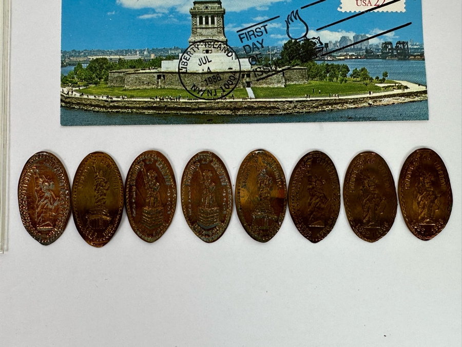 Statue Of Liberty First Day Covers Stamps And Eight Vintage Statue Of Liberty Rolled Pennies [Photo 9]