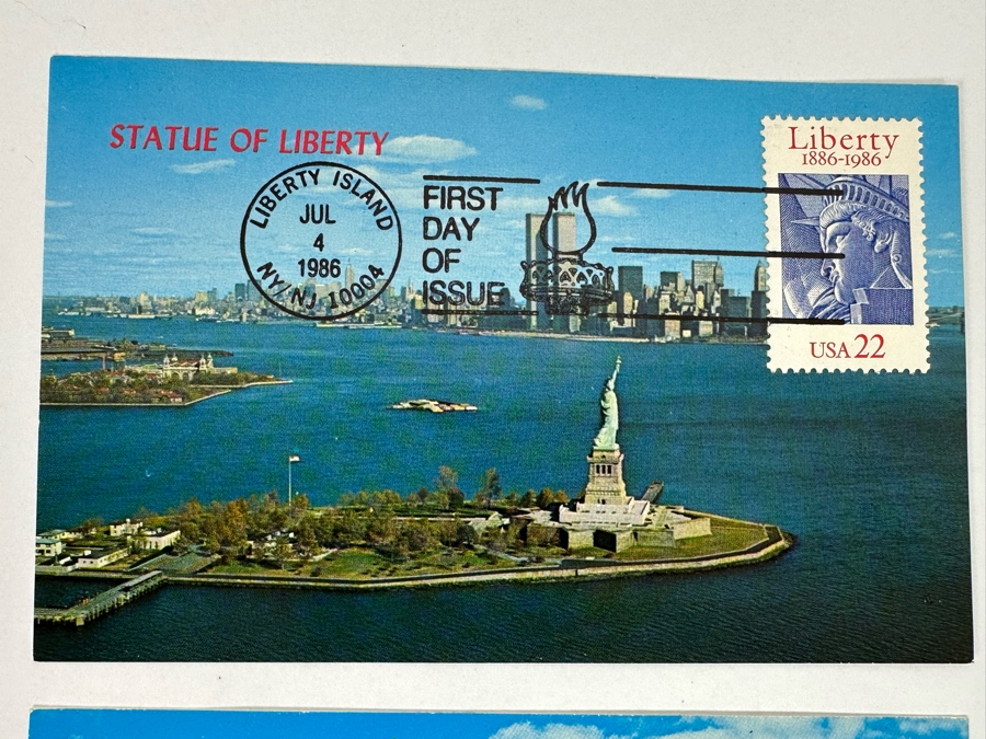 Statue Of Liberty First Day Covers Stamps And Eight Vintage Statue Of Liberty Rolled Pennies [Photo 7]