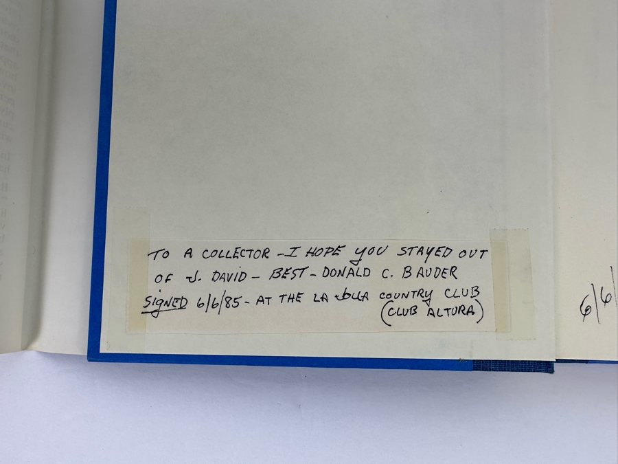 Signed First Edition Book Captain Money And The Golden Girl The J. David Affair Signed By Donald C. Bauder 1985 [Photo 6]