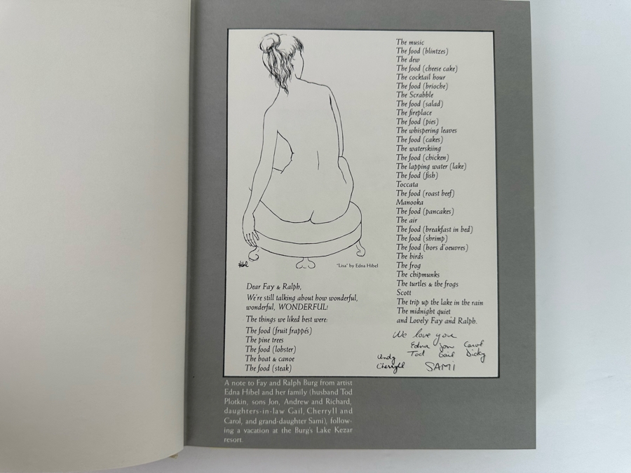 Signed First Printing Hardcover Book Fay Burg's Lake Kezar Cookbook With A Gallery Of Paintings By Edna Hibel Signed By Edna Hibel [Photo 6]