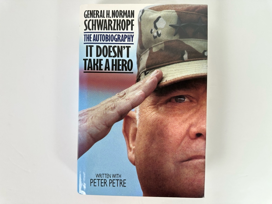 Signed First Edition Hardcover Book General H. Norman Schwarzkopf The Autobiography It Doesn't Take A Hero Signed By General H. Norman Schwarzkopf 1992 [Photo 4]