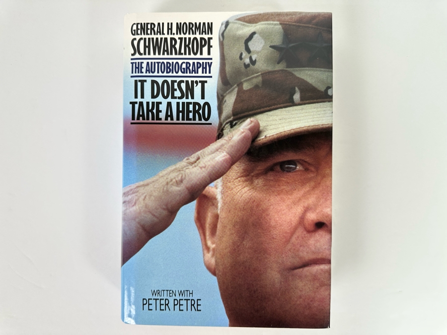 Signed First Edition Hardcover Book General H. Norman Schwarzkopf The Autobiography It Doesn't Take A Hero Signed By General H. Norman Schwarzkopf 1992 [Photo 5]