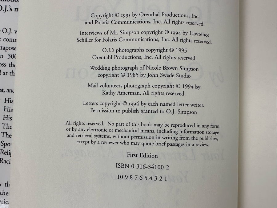 Signed First Edition Hardcover Book I Want To Tell You By O.J. Simpson Signed By Signed By Robert L. Shapiro On Back Cover And Inside Book 1995 [Photo 13]
