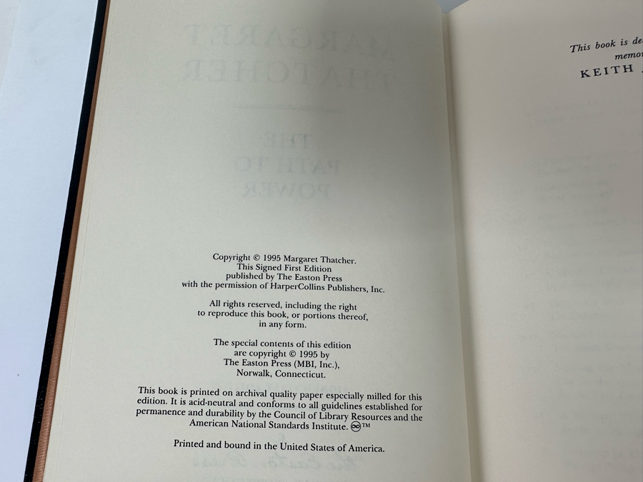 Signed Limited First Edition Easton Press Leather-Bound Hardcover Book Margaret Thatcher The Path To Power Signed By Margaret Thatcher Numbered 2,880 Of 3,000 1995 [Photo 13]