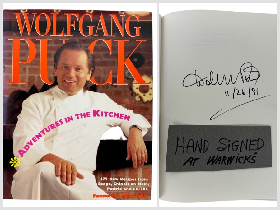 Signed First Edition Hardcover Book Wolfgang Puck Adventures In The Kitchen Signed By Wolfgang Puck 1991