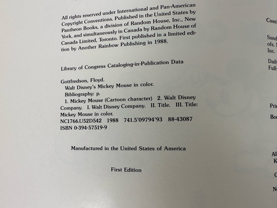 First Edition Hardcover Book Walt Disney's Mickey Mouse In Color 1930s Disney Comic Strip Classics 1988 [Photo 6]