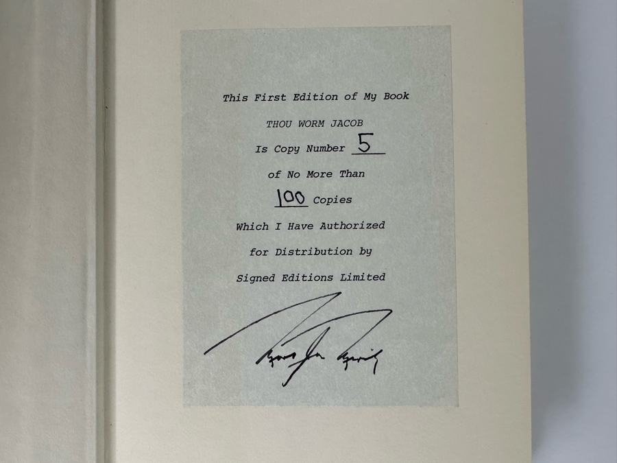 Signed Limited Edition First Priting Hardcover Book Thou Worm Jacob By Mark Mirsky A Novel Of Blue Hill Avenue, Boston Signed By Mark Jay Mirsky Numbered 5 Of 100 1967 [Photo 7]