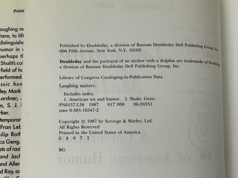Signed First Edition Hardcover Book Laughing Matters A Celebration Of American Humor Signed By Gene Shalit 1987 [Photo 10]