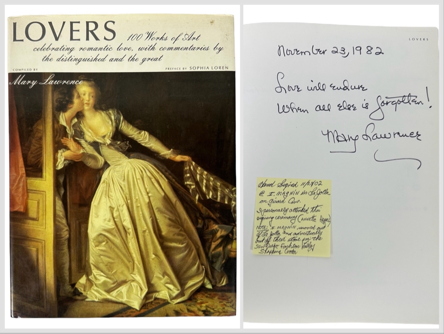 Signed First Edition Hardcover Book Lovers 100 Works Of Art Celebrating Romantic Love Signed By Mary Lawrence 1982 [Photo 1]