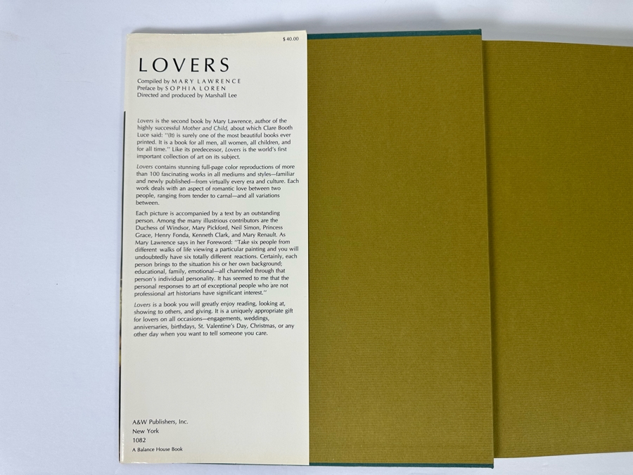 Signed First Edition Hardcover Book Lovers 100 Works Of Art Celebrating Romantic Love Signed By Mary Lawrence 1982 [Photo 6]