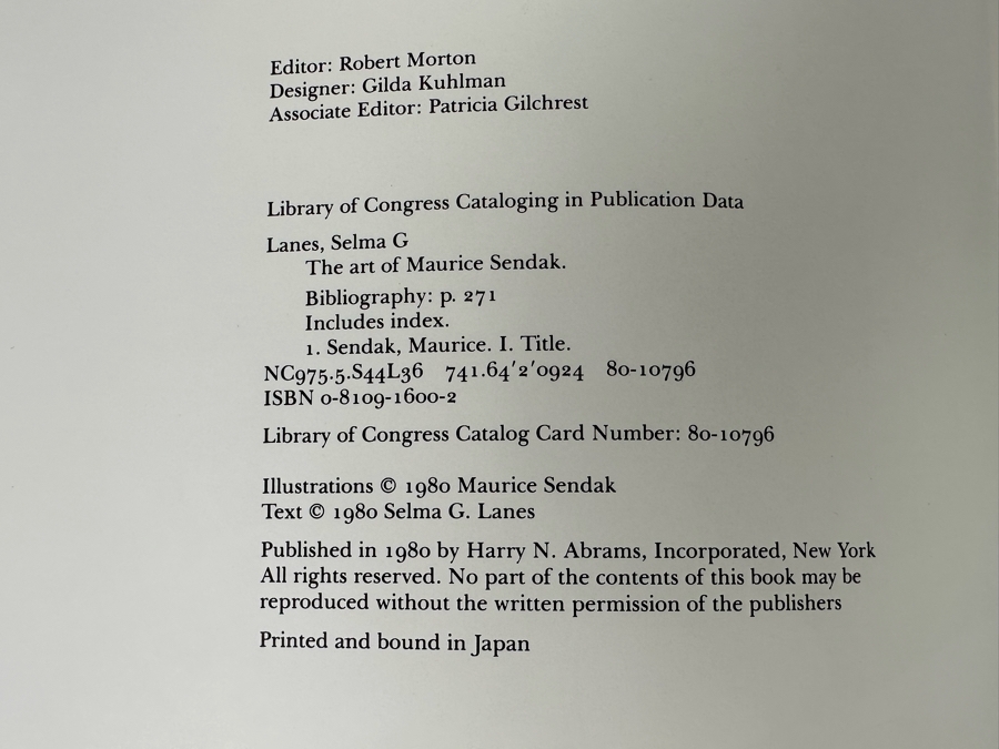 First Edition Hardcover Book The Art Of Maurice Sendak By Selma G. Lanes [Photo 6]