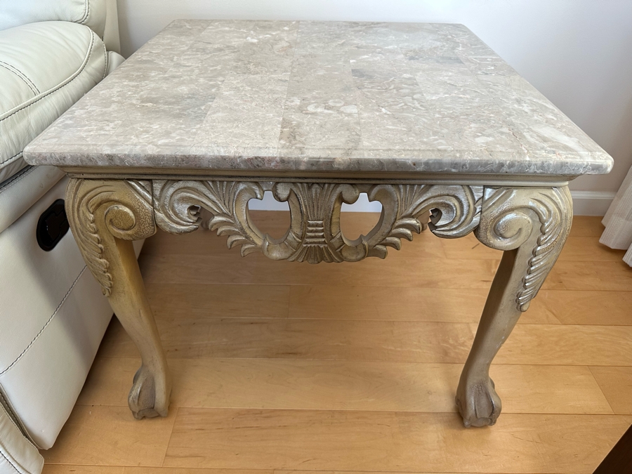 Pair Of Marble Top Side Tables 29W X 29D X 24H [Photo 5]