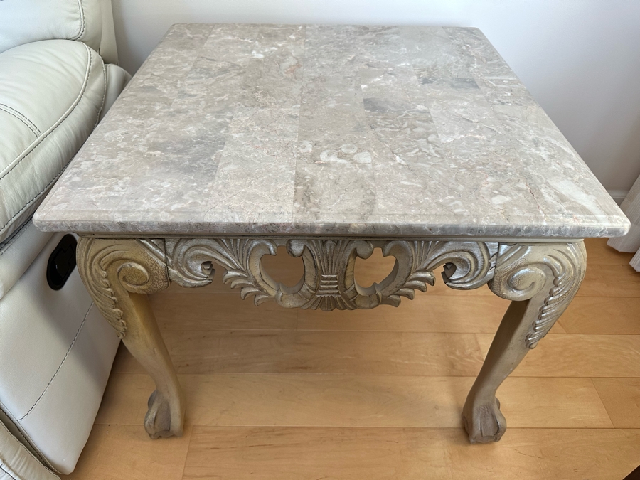 Pair Of Marble Top Side Tables 29W X 29D X 24H [Photo 3]
